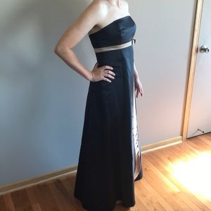 Black and gold empire dress